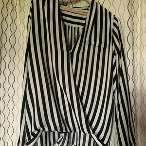 Ricki's Women's Black White Stripe Blouse